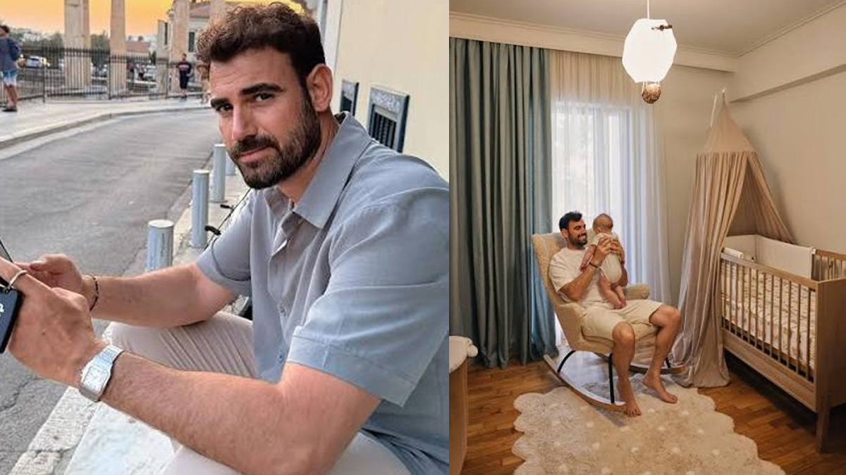Σπάνια φωτογραφία με τον 5,5 μηνών γιο του