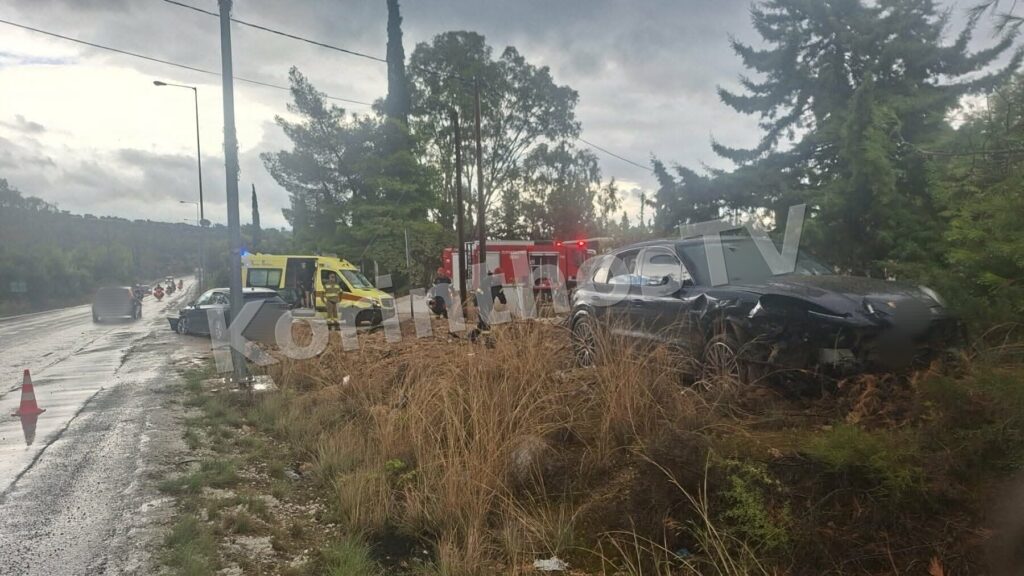 Κορινθία: Σοβαρό τροχαίο στις Κεχριές – Σύγκρουση δύο Ι.Χ. με έναν τραυματία