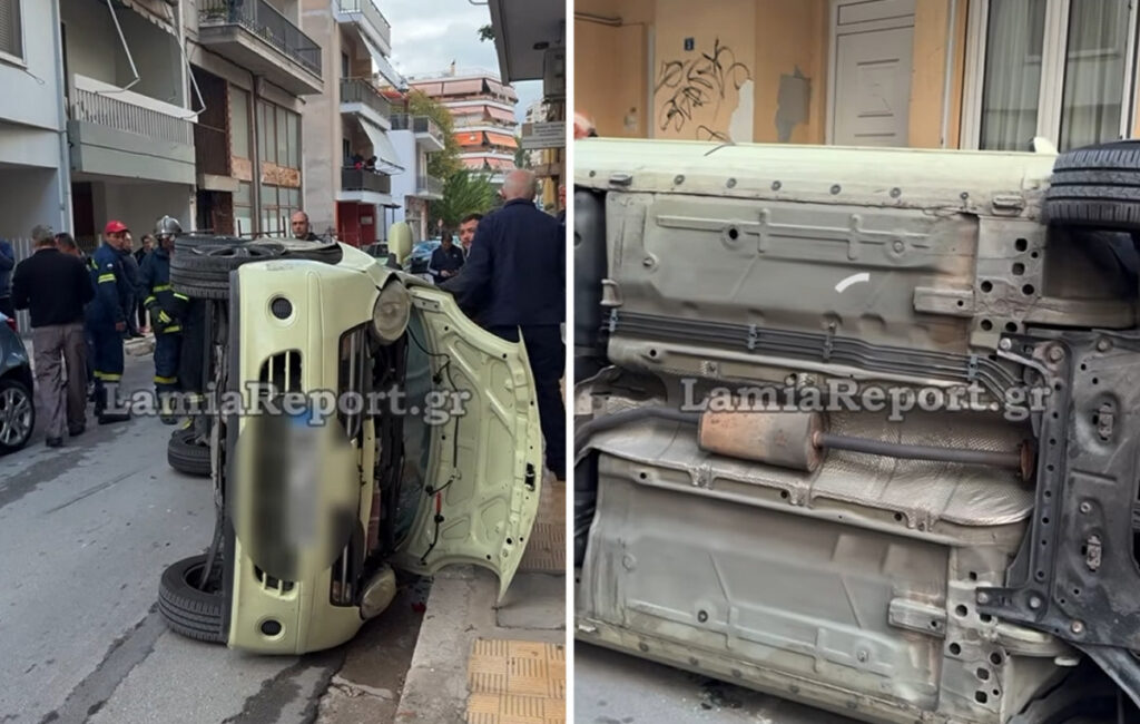 Αυτοκίνητο τούμπαρε στη μέση του δρόμου στη Λαμία: 23χρονη εκπαιδευτικός βγήκε από το αναποδογυρισμένο όχημα – Δείτε βίντεο