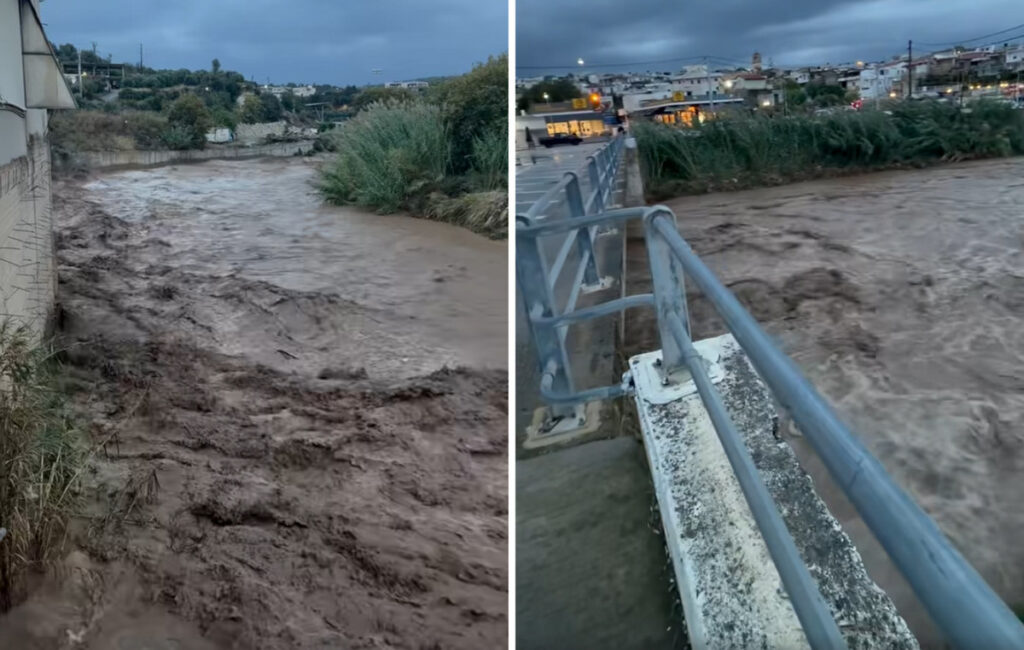 Κόκκινη προειδοποίηση της ΕΜΥ για την Κρήτη – Μήνυμα του 112 σε κατοίκους στο Ρέθυμνο, δρόμοι-χείμαρροι στον Μυλοπόταμο